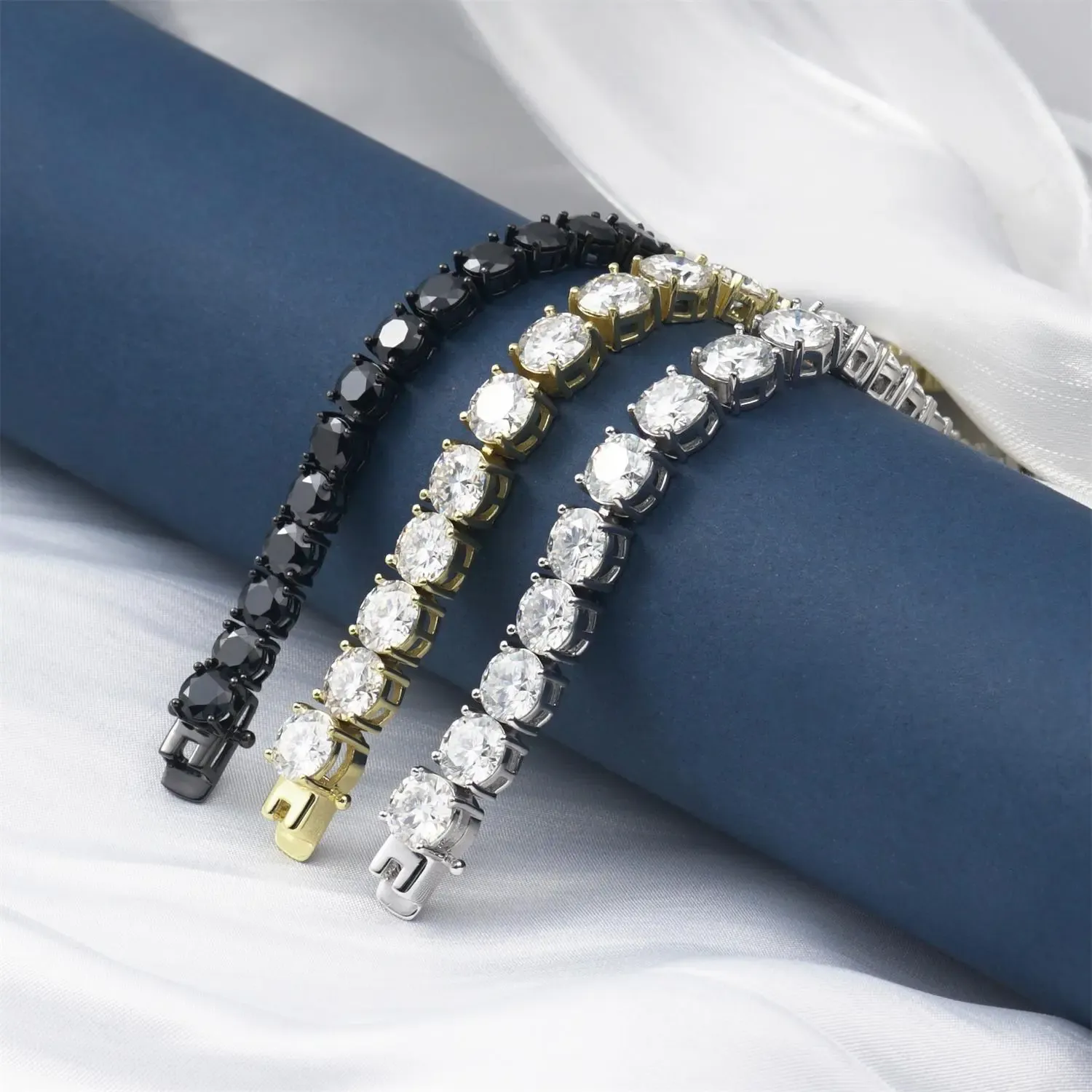 Nemixa S925 Moissanite Tennis Bracelet, D Color VVS Lab-Created Moissanite, 2–6.5 mm Stones-Nemixa