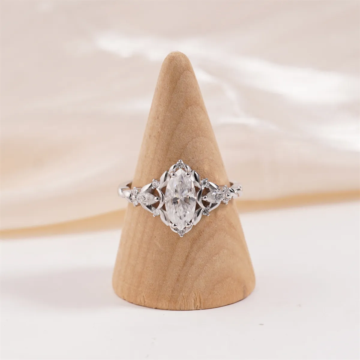 Nemixa 1.28 CTW Marquise Moissanite Engagement Ring, VVS Lab-Created Moissanite, S925 Sterling Silver-Nemixa