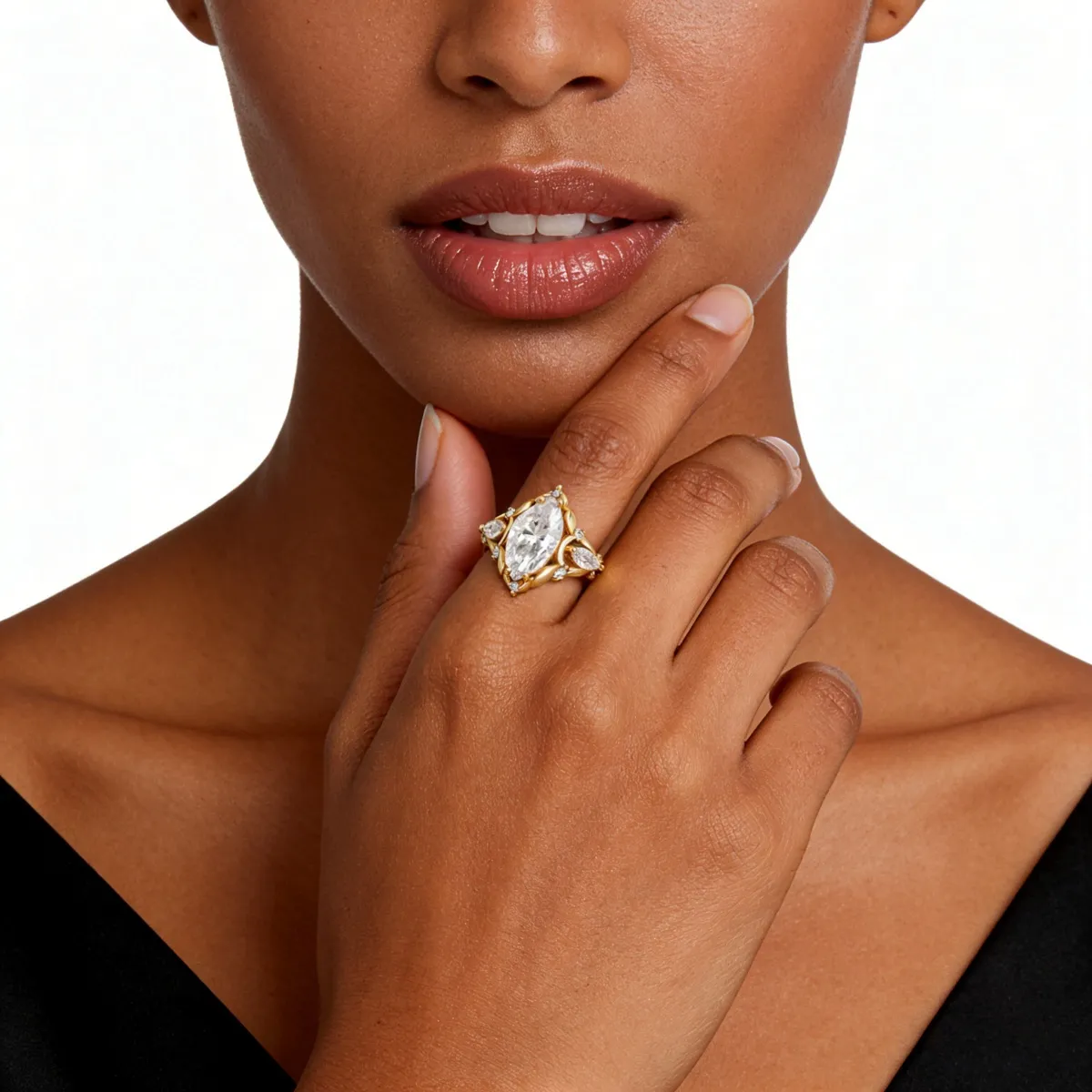 Nemixa 1.28 CTW Marquise Moissanite Engagement Ring, VVS Lab-Created Moissanite, S925 Sterling Silver-Nemixa