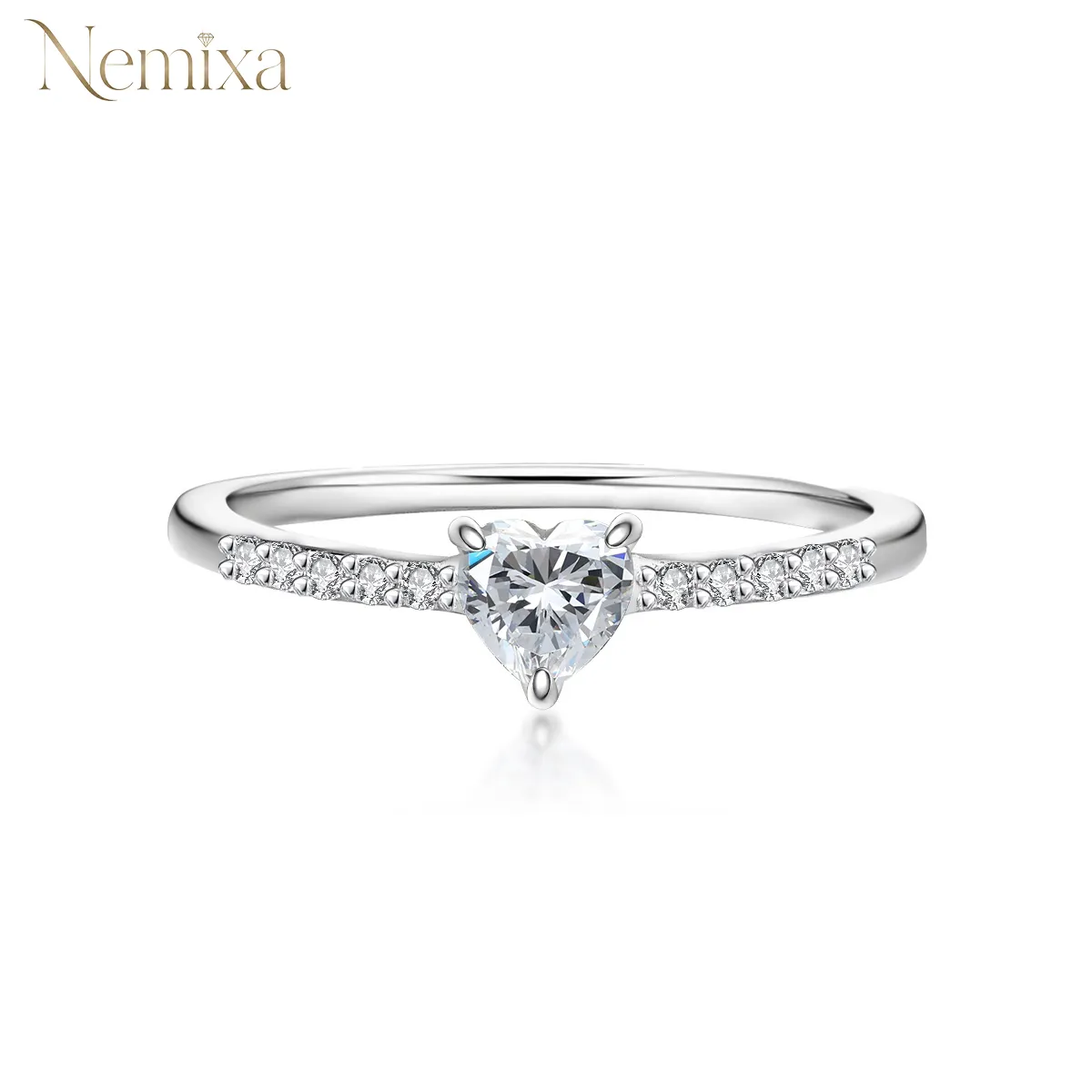 Nemixa Heart Moissanite Stackable Ring Set, D Color VVS Lab-Created Moissanite, A/B or 2-Piece Set-Nemixa