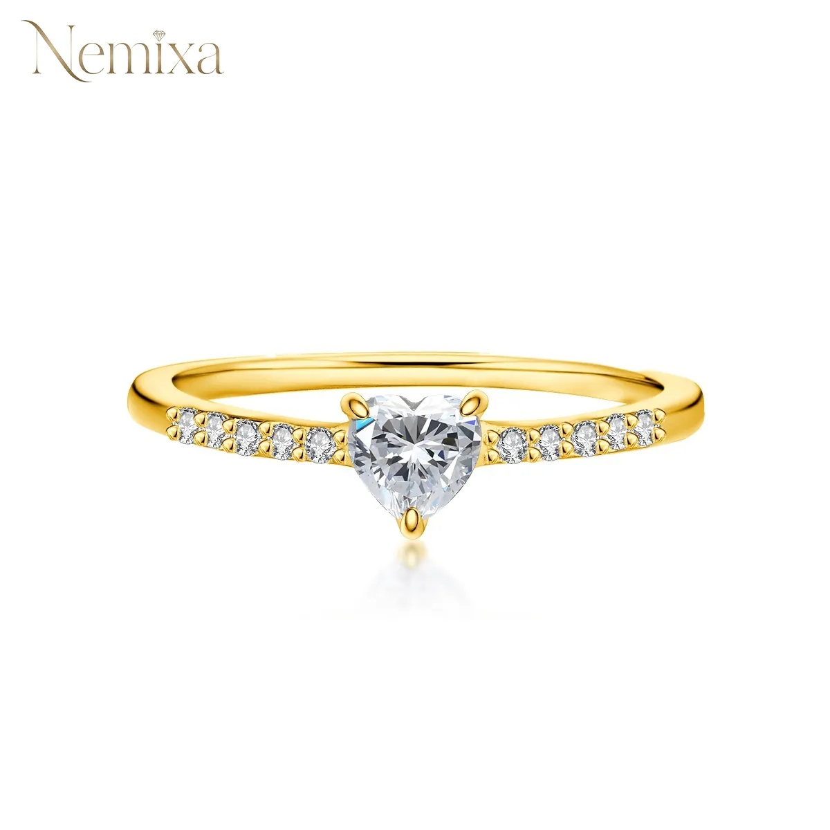 Nemixa Heart Moissanite Stackable Ring Set, D Color VVS Lab-Created Moissanite, A/B or 2-Piece Set-Nemixa