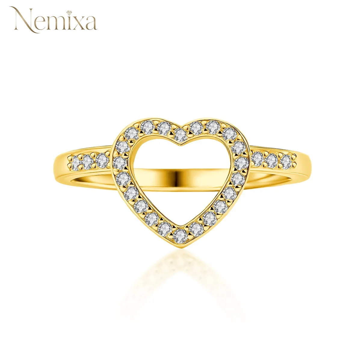 Nemixa Heart Moissanite Stackable Ring Set, D Color VVS Lab-Created Moissanite, A/B or 2-Piece Set-Nemixa