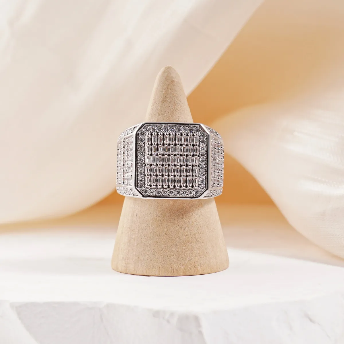 Nemixa 1.8 CTW Square Signet Moissanite Ring, VVS Lab-Created Moissanite, Iced-Out Unisex Hip Hop Ring-Nemixa