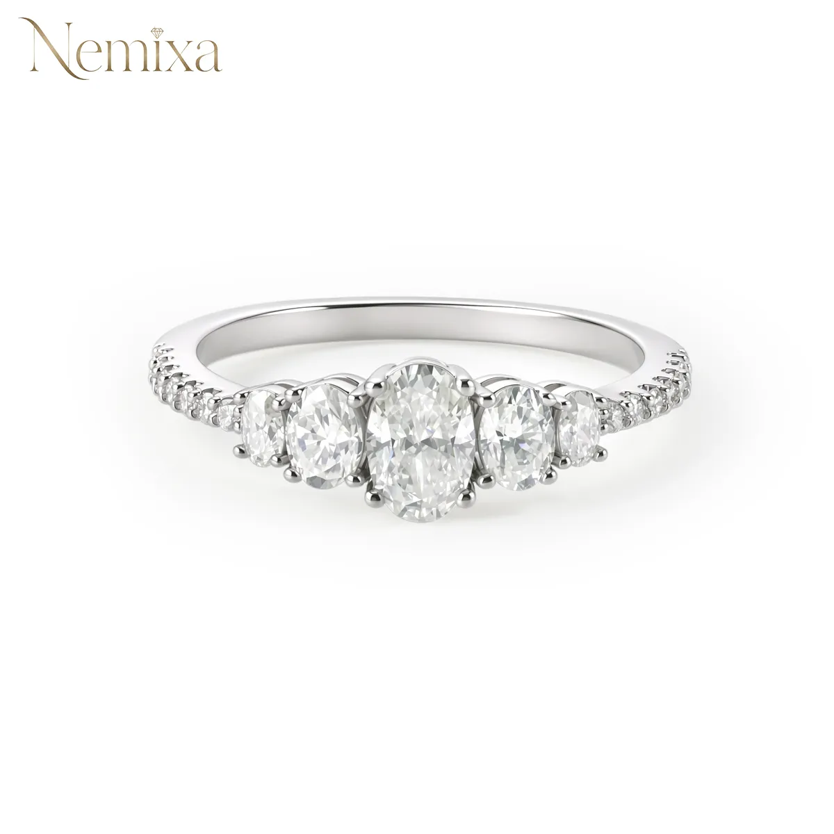 he Heirloom Oval Ring Luxury Five-Stone Oval Cut Engagement Ring