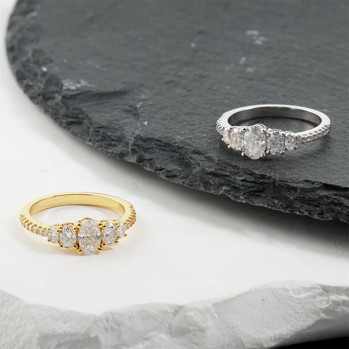 1.2ct The Heirloom Oval Ring Luxury Five-Stone Oval Cut Engagement Ring Wedding Band VVS Synthetic Moissanite Ring