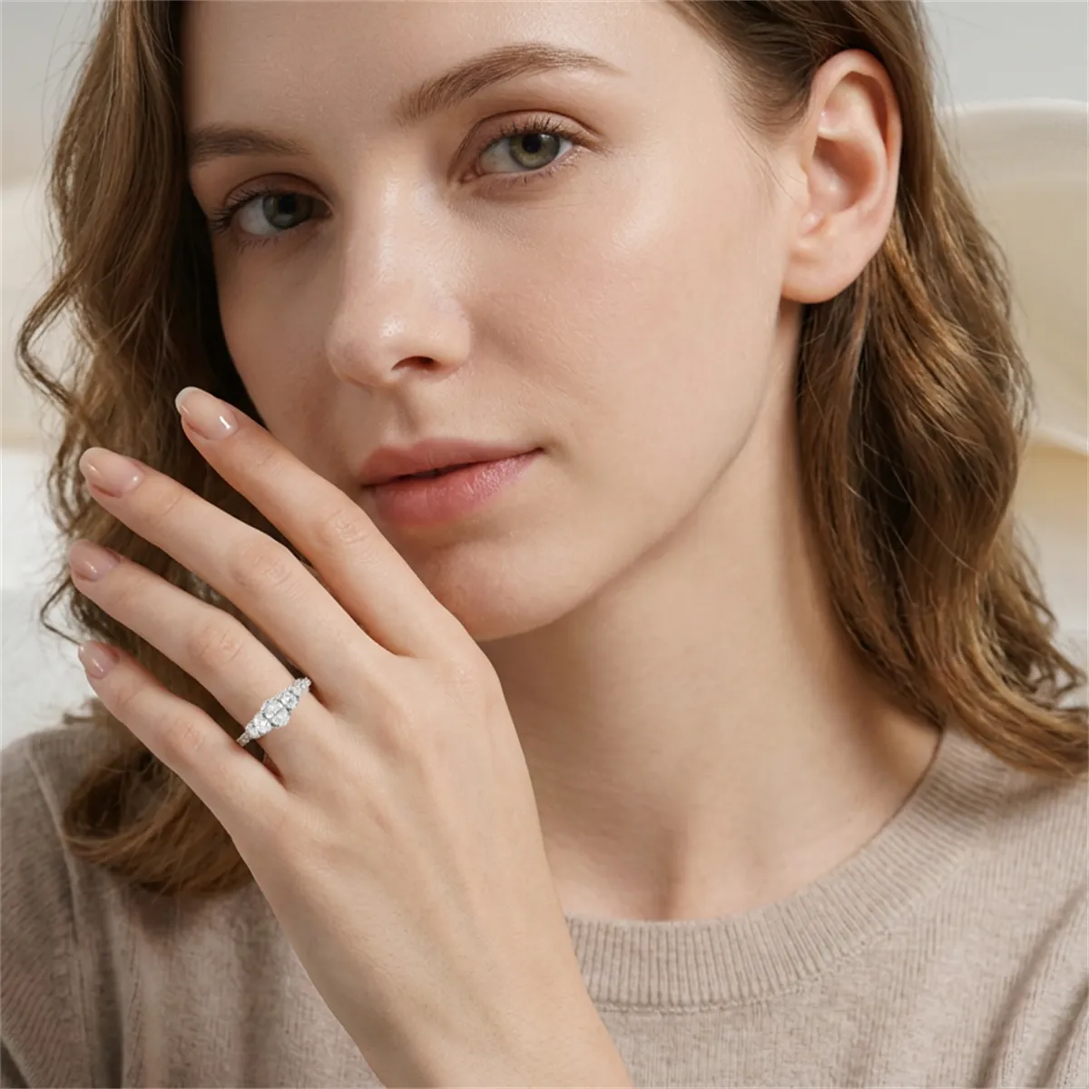 1.2ct The Heirloom Oval Ring Luxury Five-Stone Oval Cut Engagement Ring Wedding Band VVS Synthetic Moissanite Ring