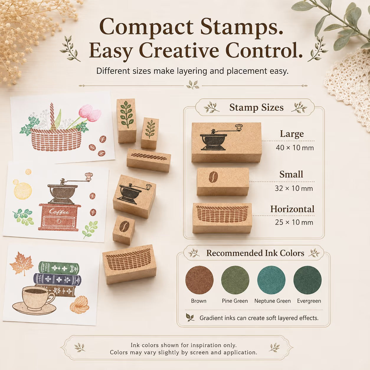 🌿 Mix & Match-Bastelstempel auf Holz ✨