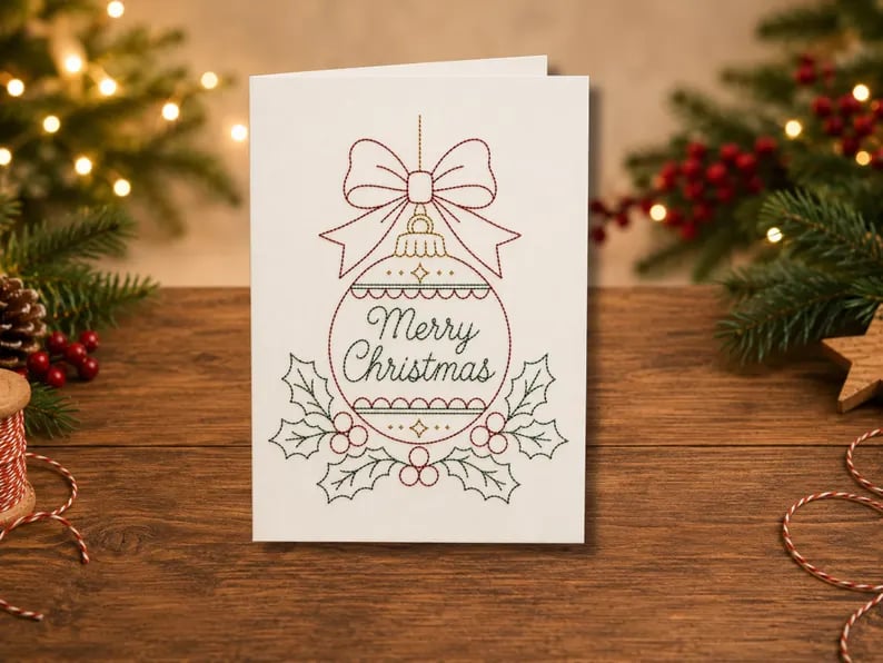🌲Weihnachtskarte zum Selbermachen mit Handstickerei | Sticken Sie sich in Weihnachtsstimmung ✨ 🎁