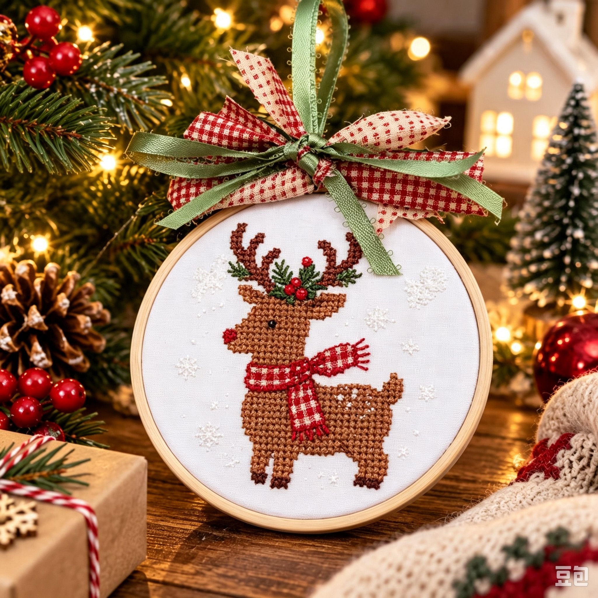   🎄Komplettes DIY-Set für gestickte Weihnachtsanhänger