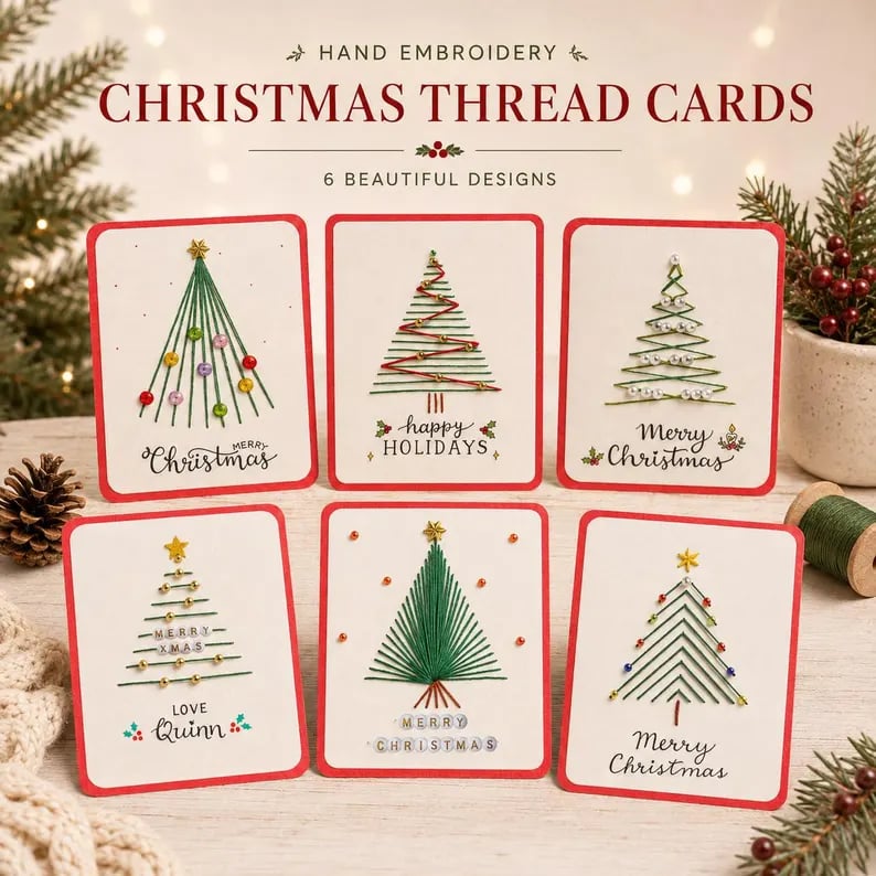 🎄🧵Weihnachts-String-Art-Grußkarte – Bastelset zum Selbermachen