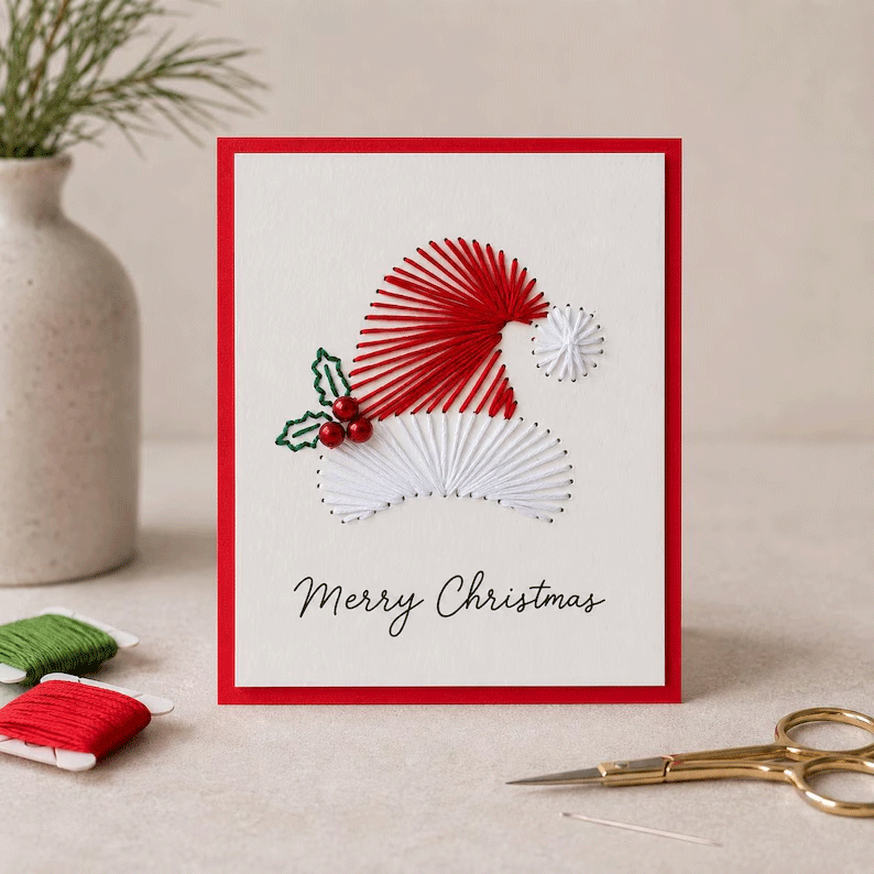 🎄🧵Weihnachts-String-Art-Grußkarte – Bastelset zum Selbermachen