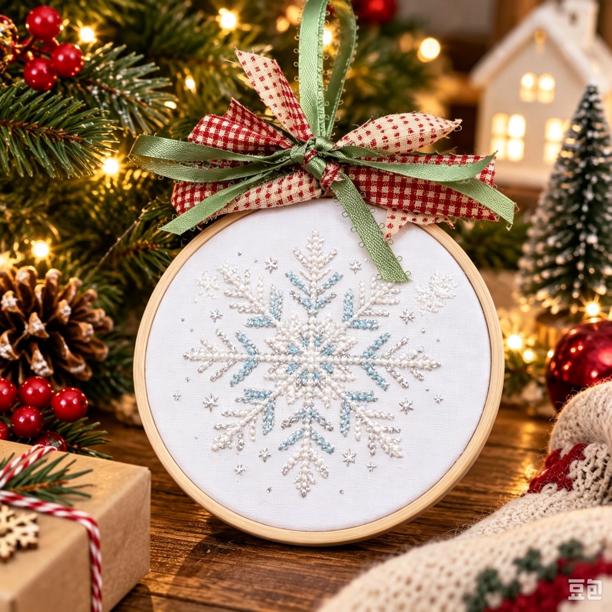   🎄Komplettes DIY-Set für gestickte Weihnachtsanhänger
