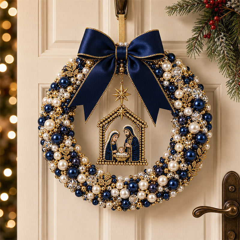 🎄✨ DIY-Weihnachtskranz-Bastelset mit Perlen – Handgefertigte Türdekoration aus Perlen für die Feiertage 💎🎀