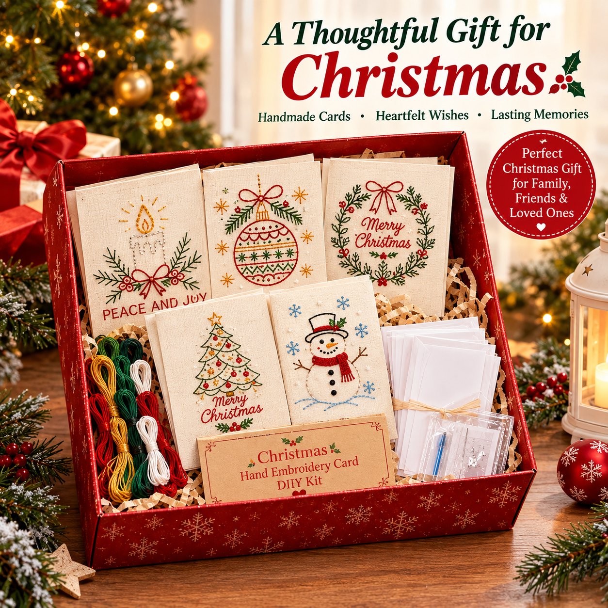 🌲Weihnachtskarte zum Selbermachen mit Handstickerei | Sticken Sie sich in Weihnachtsstimmung ✨ 🎁