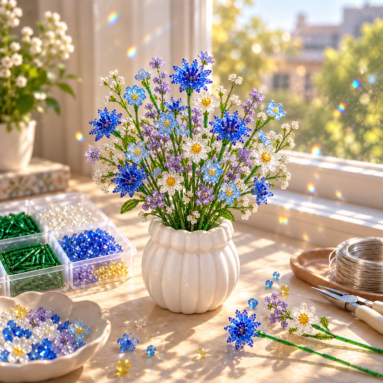 ⏳ Letzter Tag: 49 % Rabatt – 🌼✨DIY-Set für einen Wildblumenstrauß aus Perlen – Handgefertigtes Bastelset mit Kristallblumen🌸✨