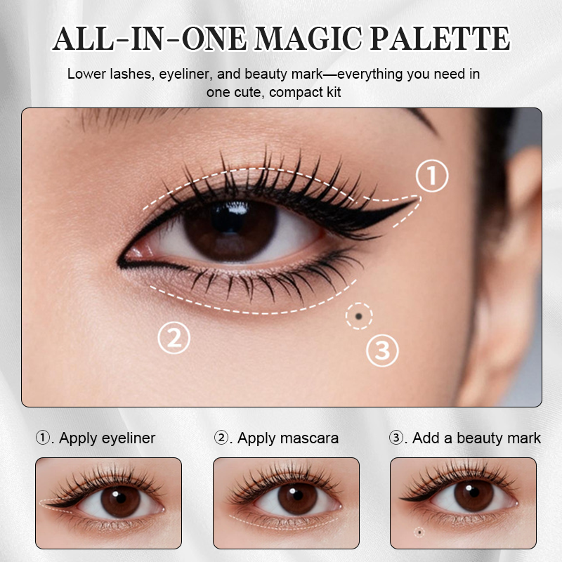 3-in-1-Set für das Augen-Make-up zum Mitnehmen: Stempel für den unteren Wimpernkranz + Beauty-Mark-Dotter + Eyeliner