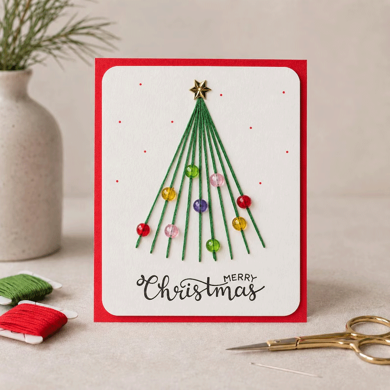 🎄🧵Weihnachts-String-Art-Grußkarte – Bastelset zum Selbermachen