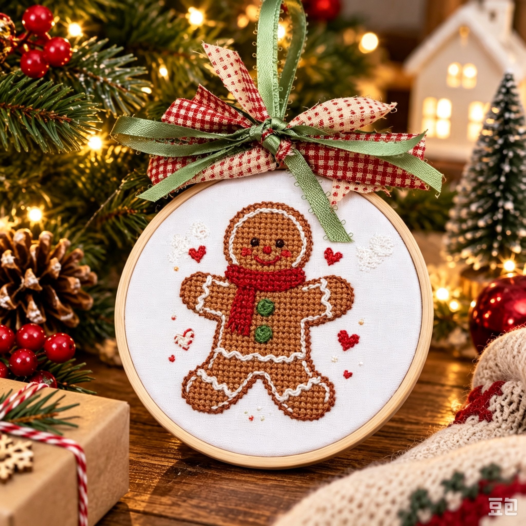   🎄Komplettes DIY-Set für gestickte Weihnachtsanhänger