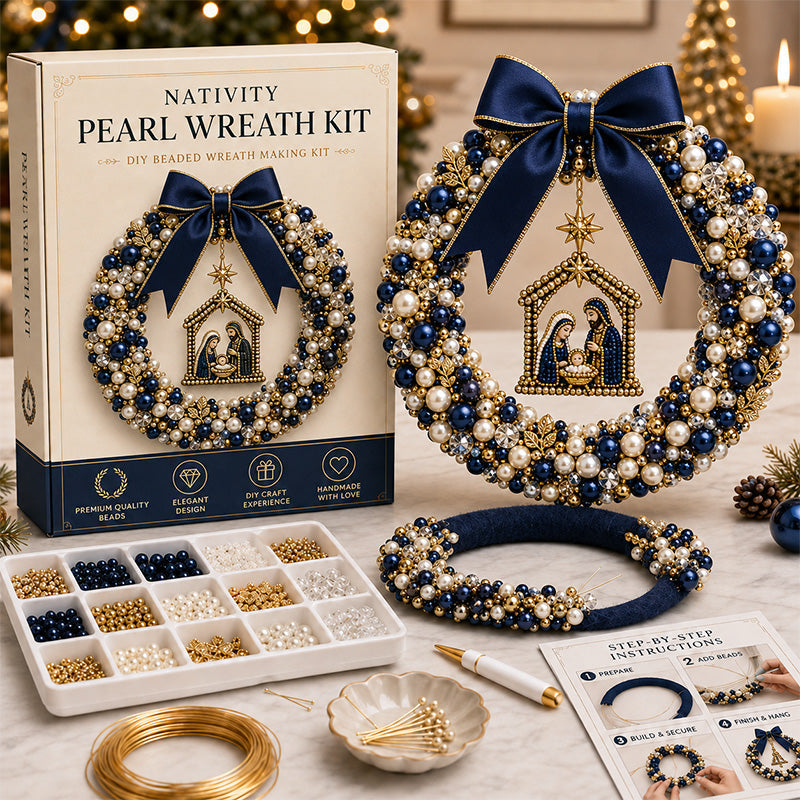 🎄✨ DIY-Weihnachtskranz-Bastelset mit Perlen – Handgefertigte Türdekoration aus Perlen für die Feiertage 💎🎀