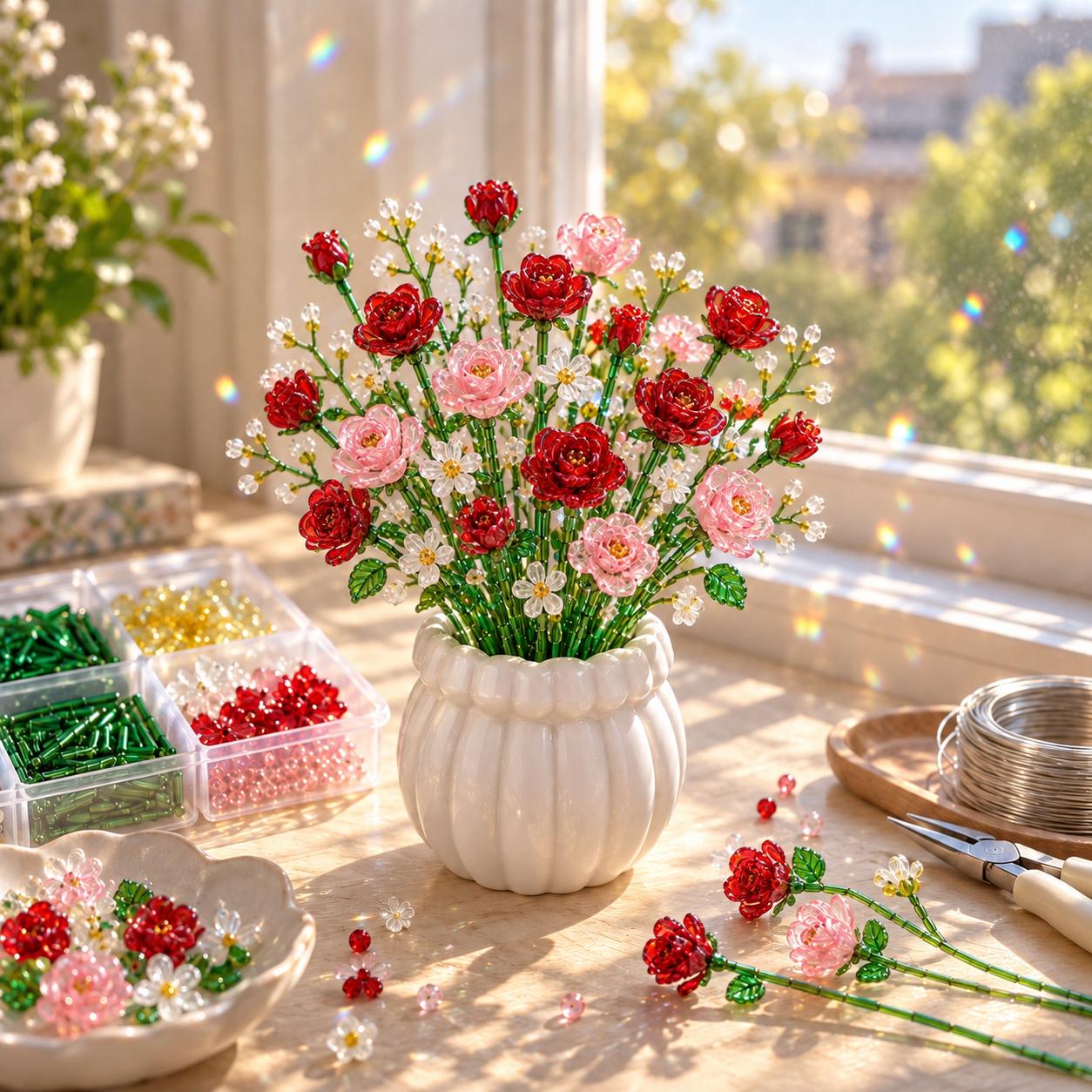 ⏳ Letzter Tag: 49 % Rabatt – 🌼✨DIY-Set für einen Wildblumenstrauß aus Perlen – Handgefertigtes Bastelset mit Kristallblumen🌸✨