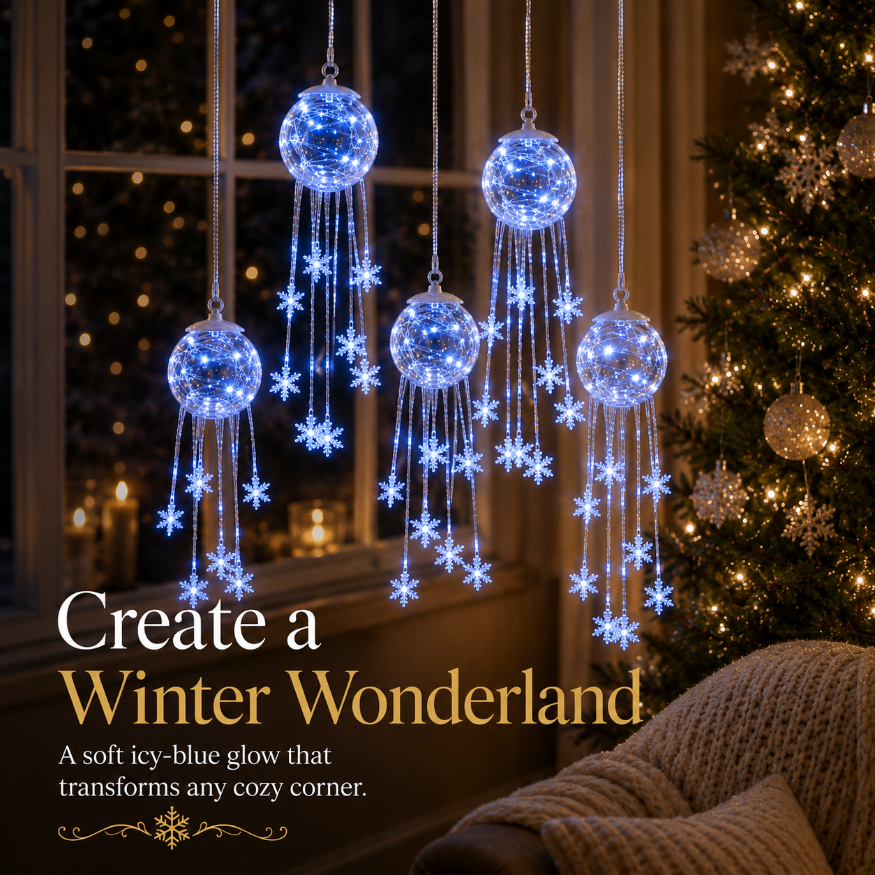 Icy Glow Hanging Ornament Kristall‑ und Schneeflockendetails
