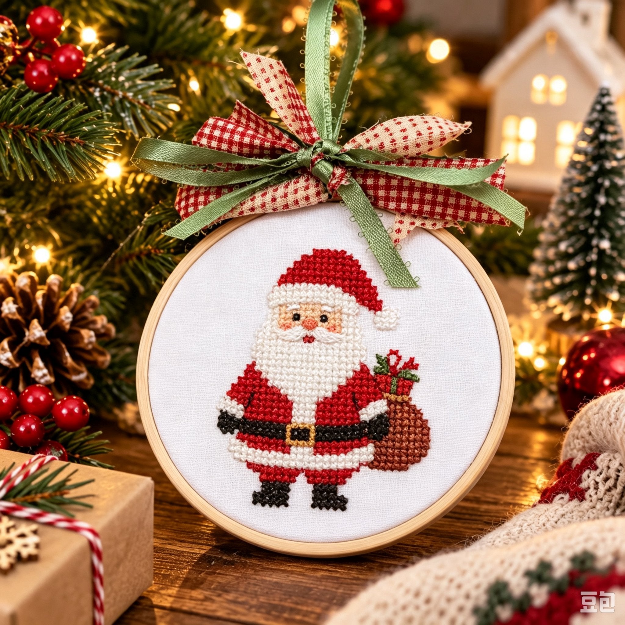   🎄Komplettes DIY-Set für gestickte Weihnachtsanhänger
