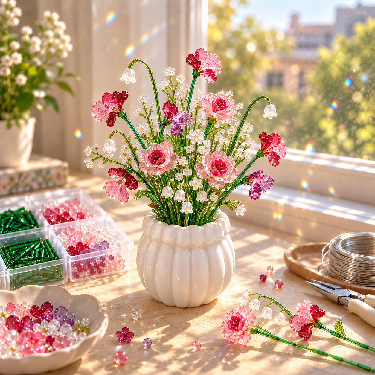 ⏳ Letzter Tag: 49 % Rabatt – 🌼✨DIY-Set für einen Wildblumenstrauß aus Perlen – Handgefertigtes Bastelset mit Kristallblumen🌸✨