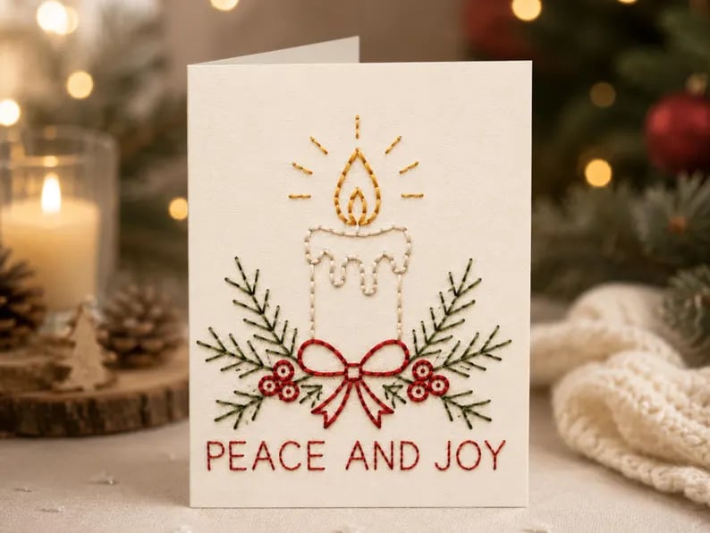 🌲Weihnachtskarte zum Selbermachen mit Handstickerei | Sticken Sie sich in Weihnachtsstimmung ✨ 🎁