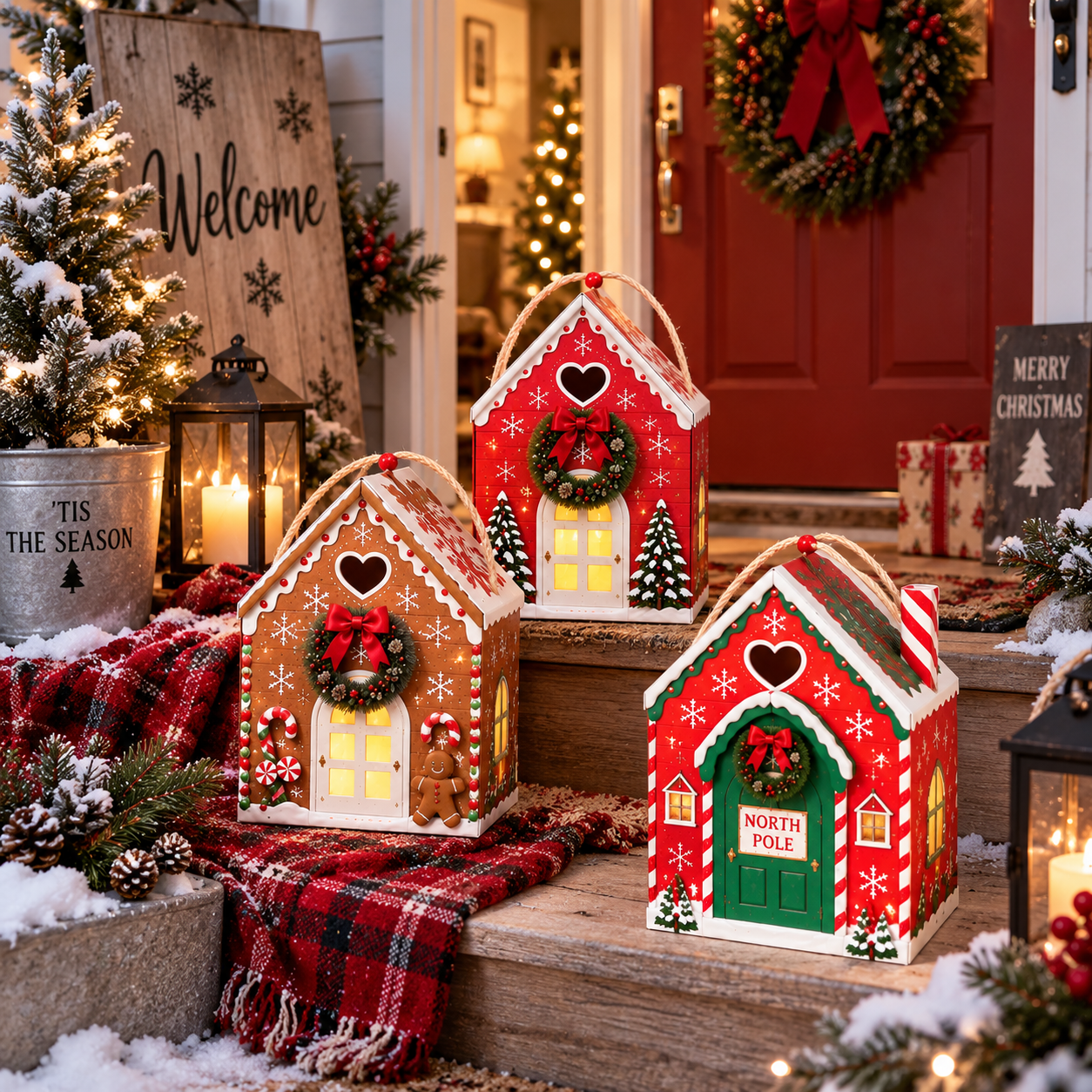 Geschenkbox „Christmas Magic House“ – Kreative 3D-Geschenkverpackung im Weihnachtsdesign zum Halten