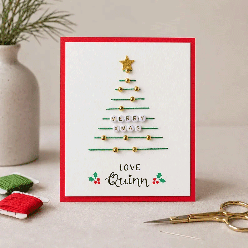 🎄🧵Weihnachts-String-Art-Grußkarte – Bastelset zum Selbermachen
