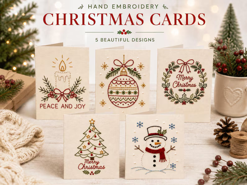🌲Weihnachtskarte zum Selbermachen mit Handstickerei | Sticken Sie sich in Weihnachtsstimmung ✨ 🎁