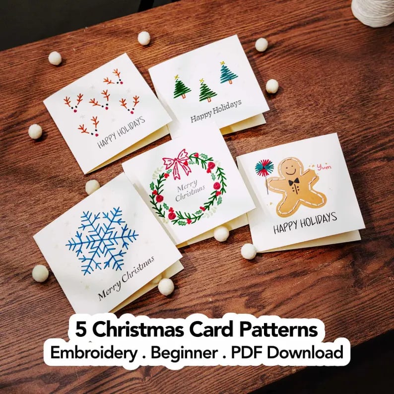 🌲Weihnachtskarte zum Selbermachen mit Handstickerei | Sticken Sie sich in Weihnachtsstimmung ✨ 🎁