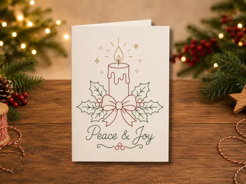 🌲Weihnachtskarte zum Selbermachen mit Handstickerei | Sticken Sie sich in Weihnachtsstimmung ✨ 🎁