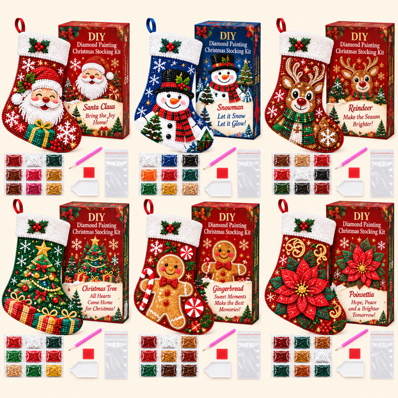   DIY-Set für Diamantmalerei: Weihnachtsstrümpfe – 6 Motive
