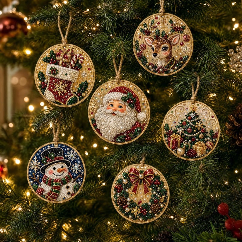   Weihnachts-Bastelset für Diamantmalerei-Anhänger – Basteldekoration zum Aufhängen am Weihnachtsbaum