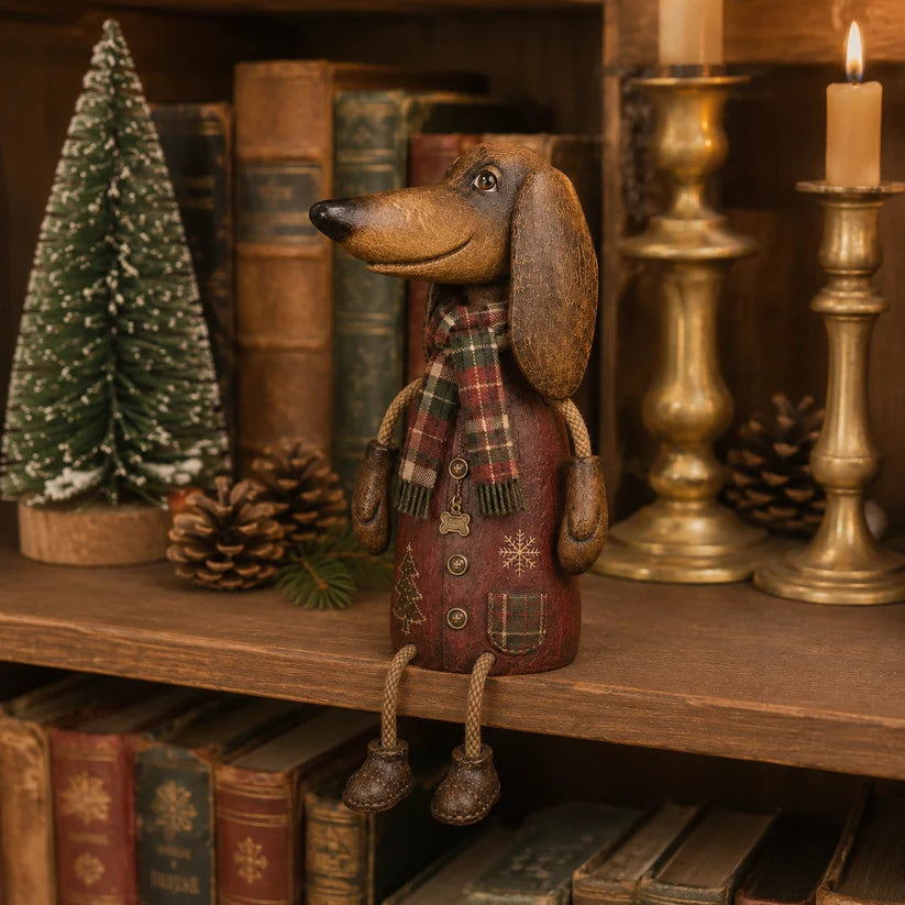 🏡Vintage-Weihnachts-Dackel als Regalfigur