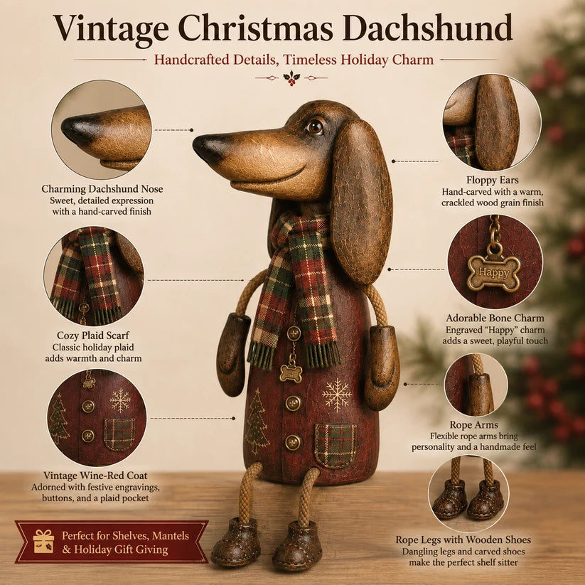🏡Vintage-Weihnachts-Dackel als Regalfigur