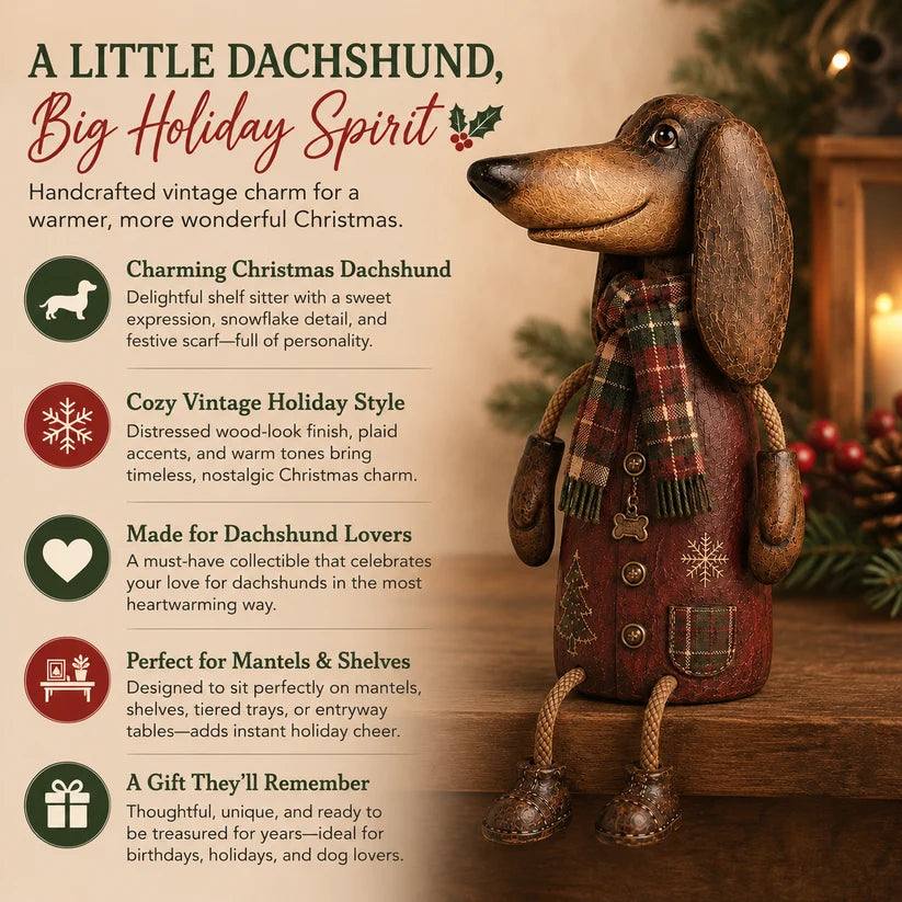 🏡Vintage-Weihnachts-Dackel als Regalfigur