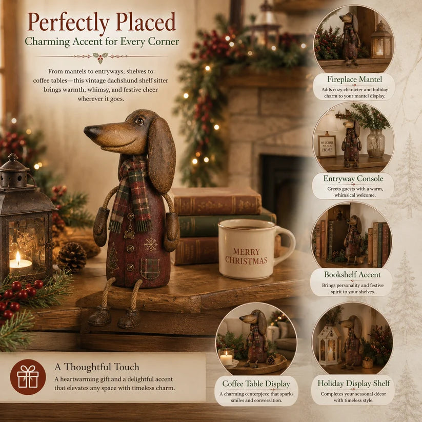 🏡Vintage-Weihnachts-Dackel als Regalfigur