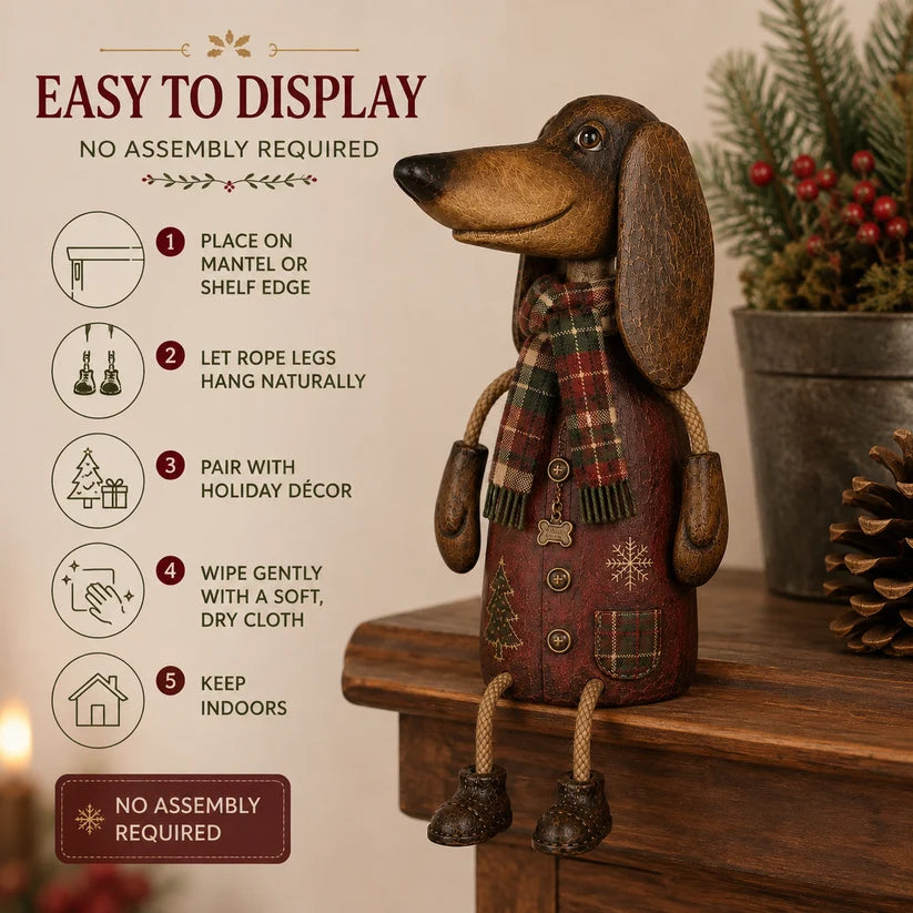 🏡Vintage-Weihnachts-Dackel als Regalfigur