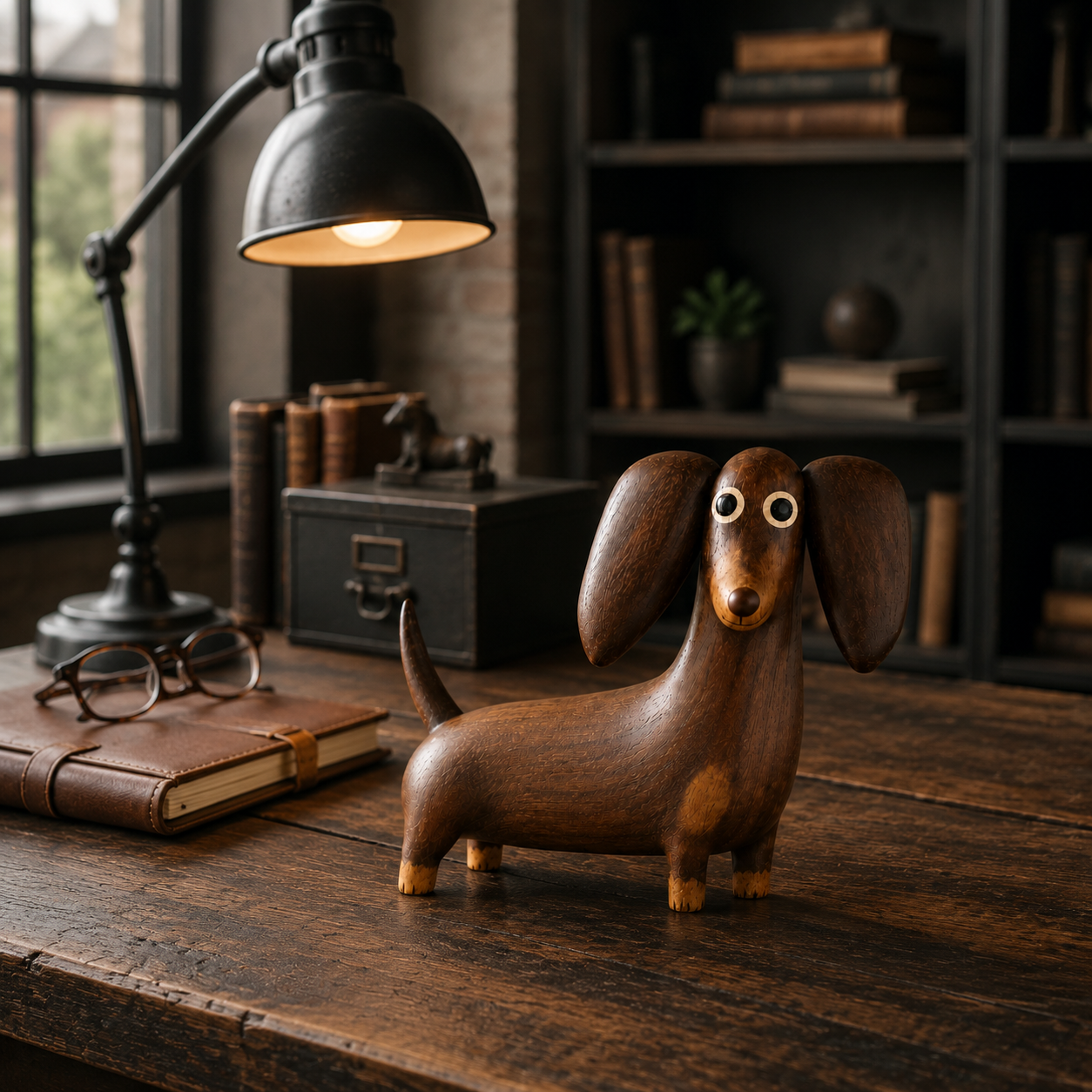 💡Verspielte Dackel-Skulptur in Holzoptik