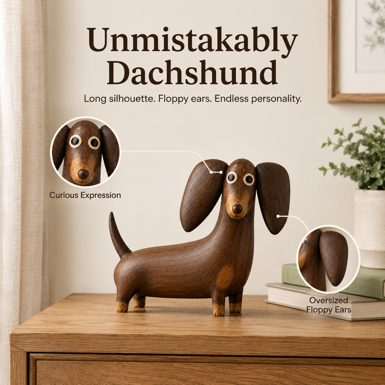 💡Verspielte Dackel-Skulptur in Holzoptik