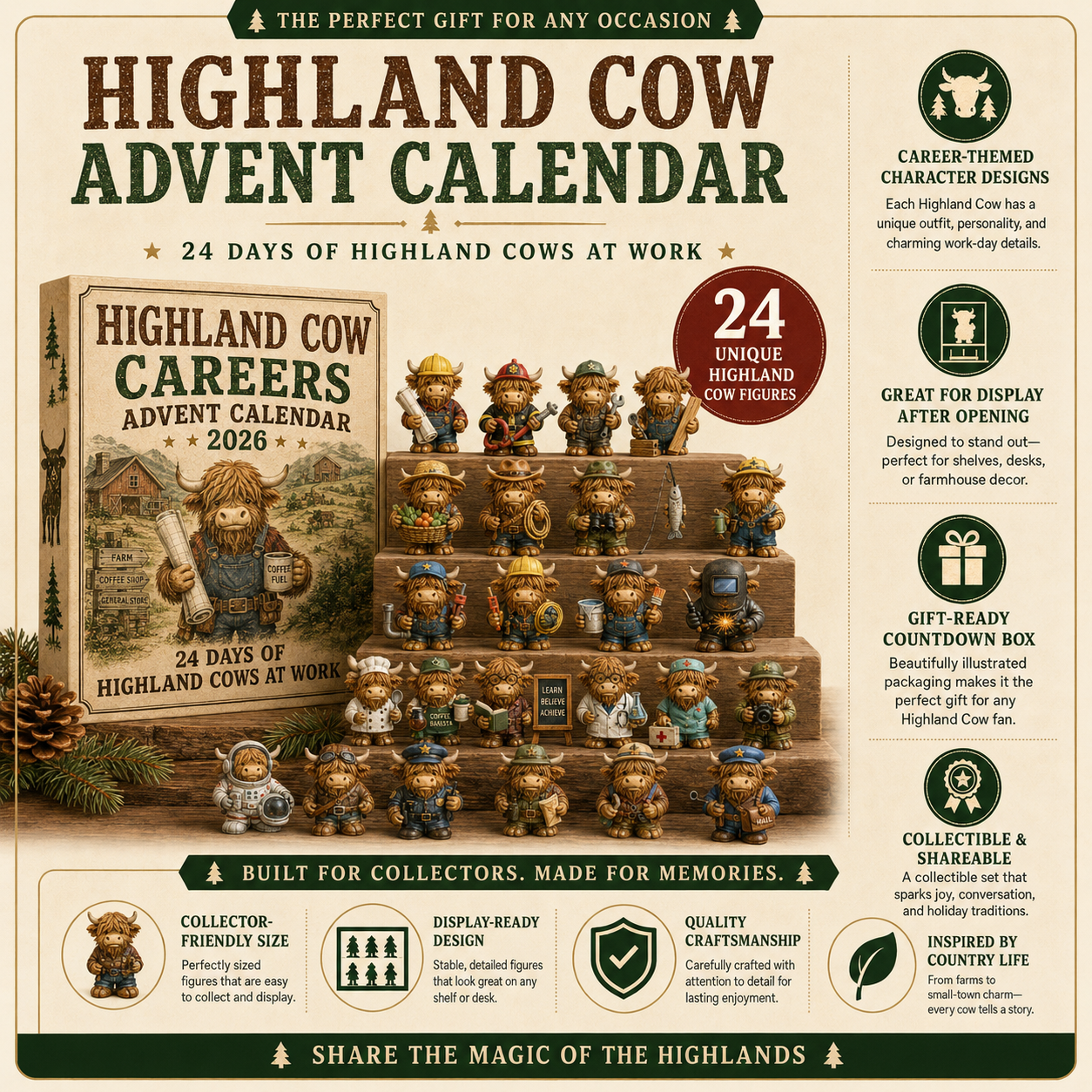 🐮 Highland-Cow-Karriere-Adventskalender 2026 – 24 Tage ländlicher Charme 🎁🤎