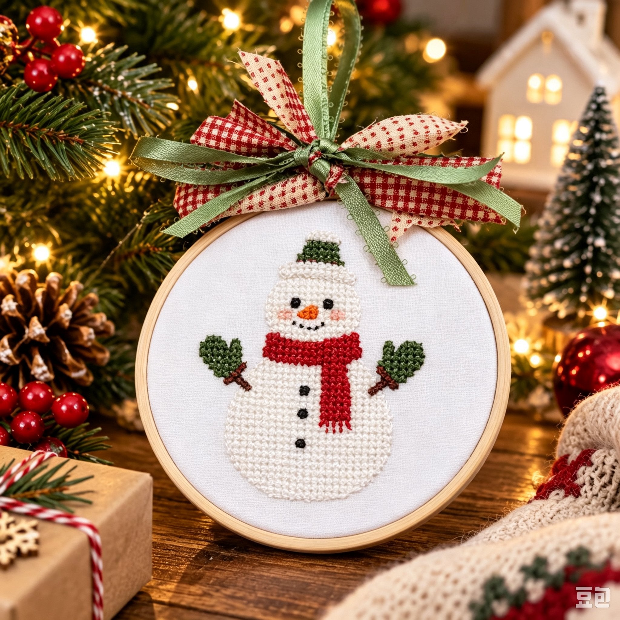   🎄Komplettes DIY-Set für gestickte Weihnachtsanhänger