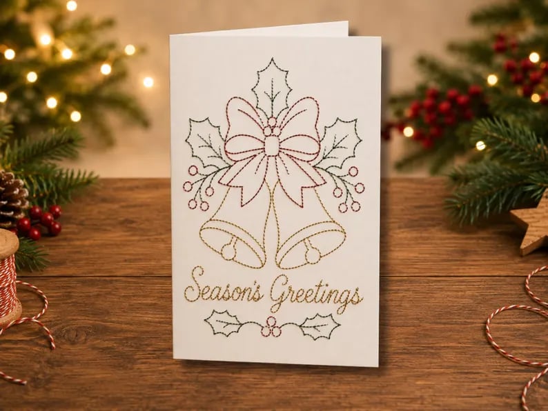 🌲Weihnachtskarte zum Selbermachen mit Handstickerei | Sticken Sie sich in Weihnachtsstimmung ✨ 🎁
