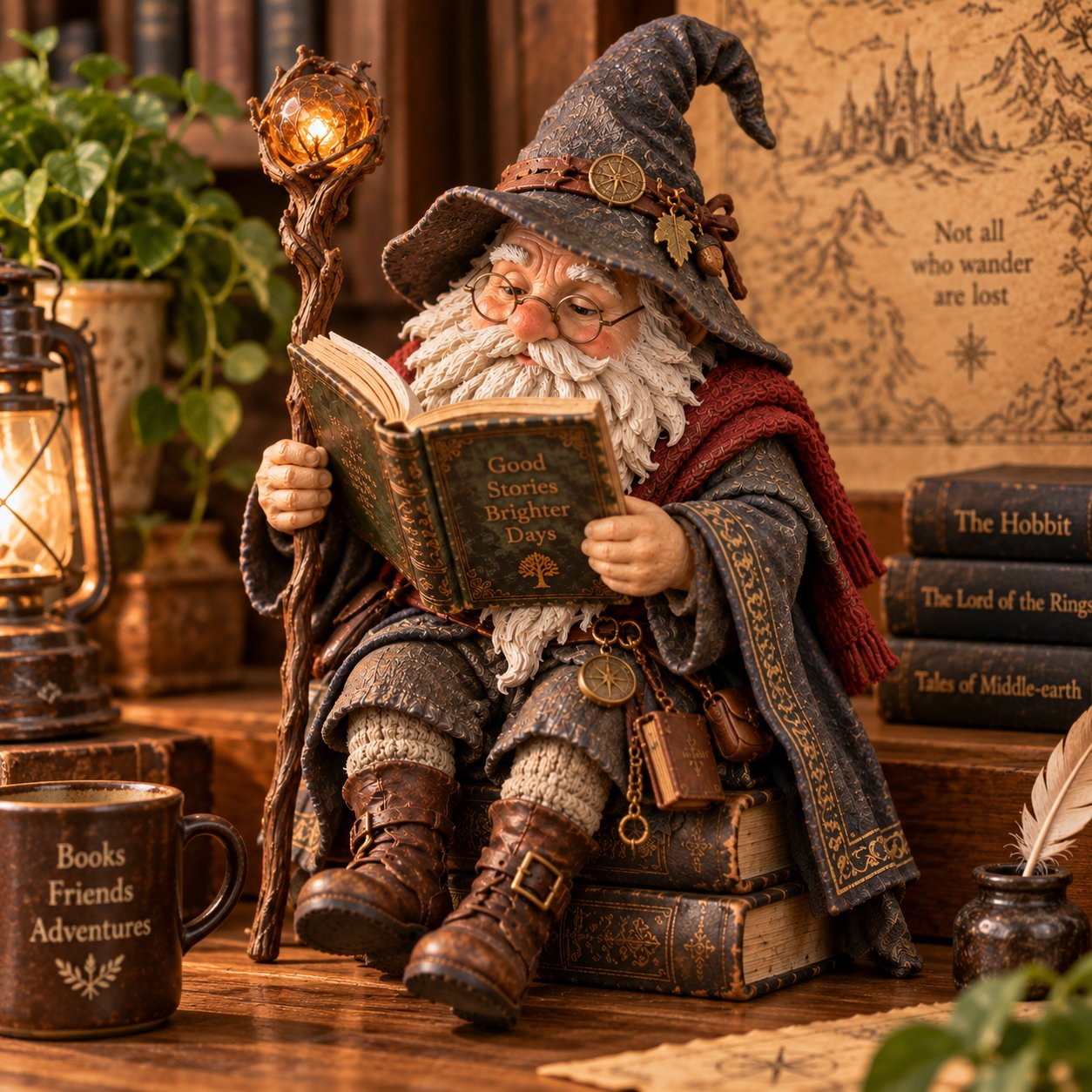  🧙‍♂️ Der wandernde Gelehrte – Verzauberte Zauberer-Figur zum Thema Lesen