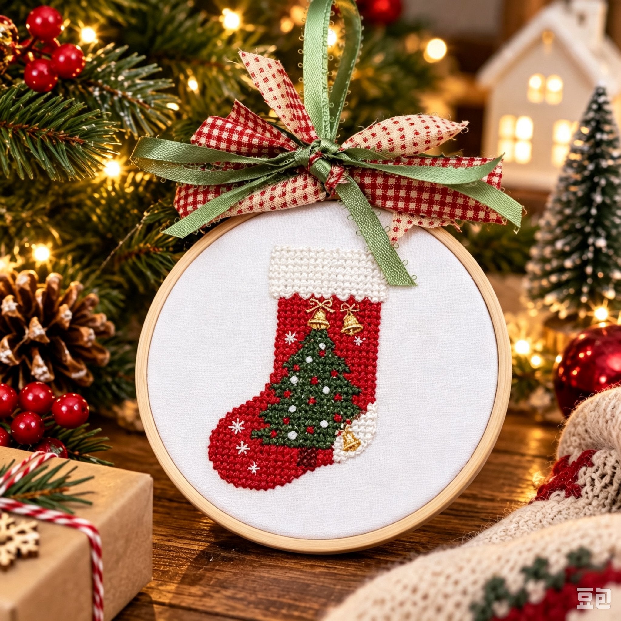   🎄Komplettes DIY-Set für gestickte Weihnachtsanhänger