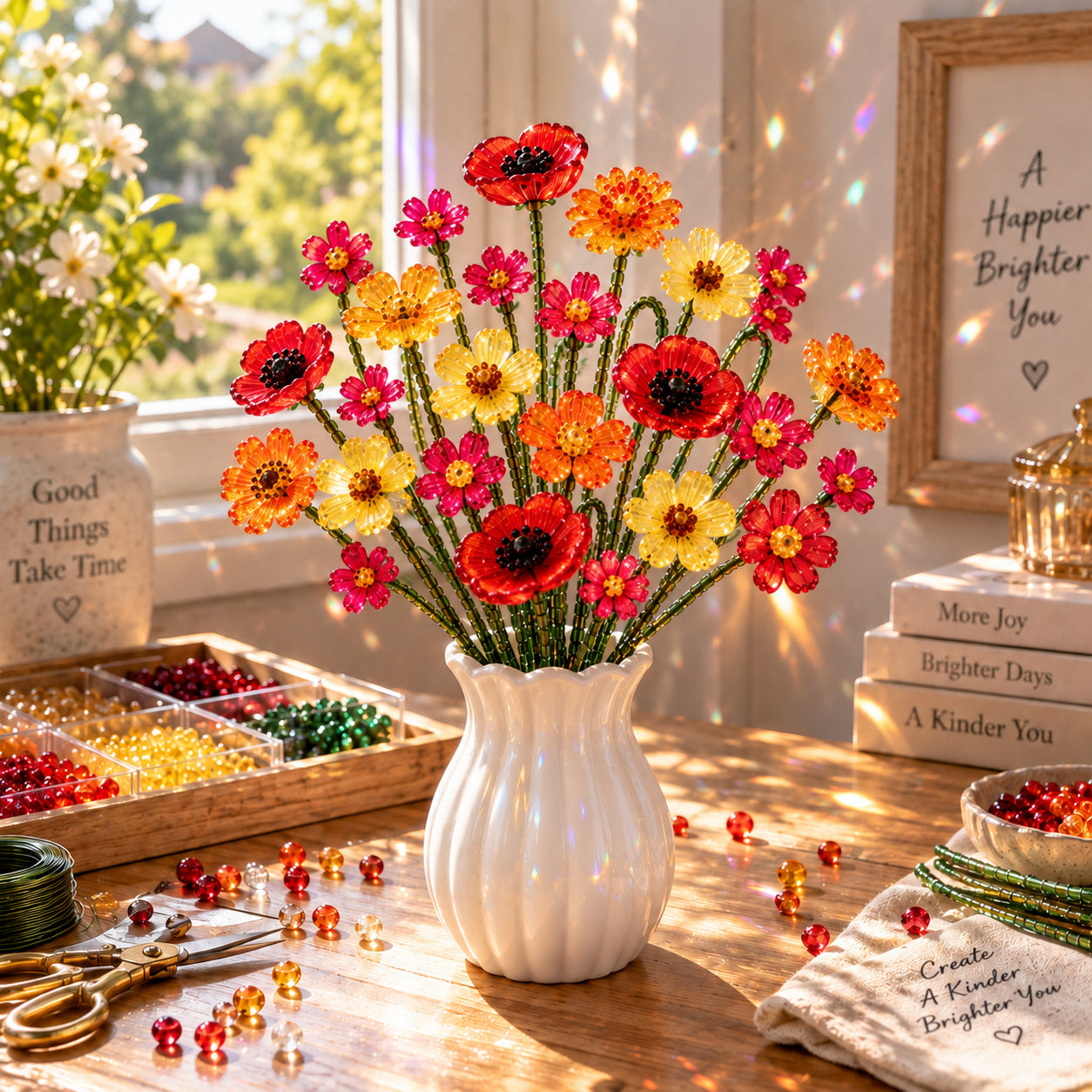 ⏳ Letzter Tag: 49 % Rabatt – 🌼✨DIY-Set für einen Wildblumenstrauß aus Perlen – Handgefertigtes Bastelset mit Kristallblumen🌸✨
