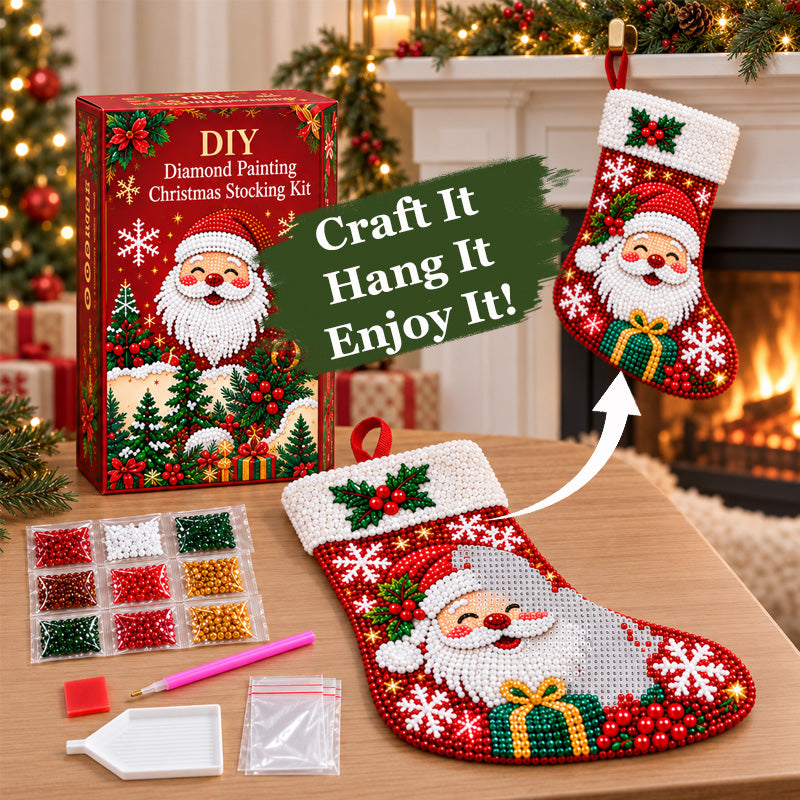   DIY-Set für Diamantmalerei: Weihnachtsstrümpfe – 6 Motive