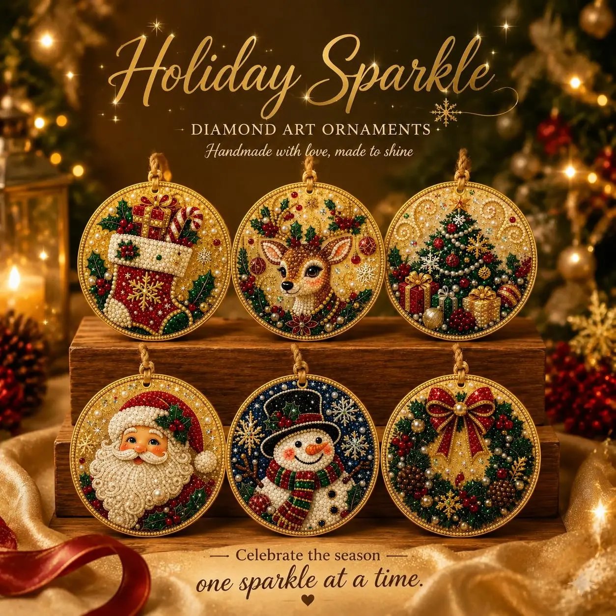   Weihnachts-Bastelset für Diamantmalerei-Anhänger – Basteldekoration zum Aufhängen am Weihnachtsbaum